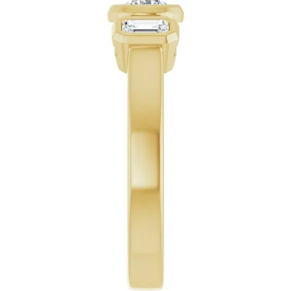 Bezel-Set Three-Stone Engagement Ring Image 4 Vulcan's Forge LLC KANSAS CITY, MO