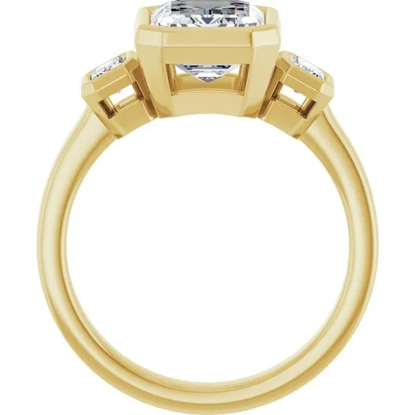 Bezel-Set Three-Stone Engagement Ring Image 2 The Jewelry Source El Segundo, CA