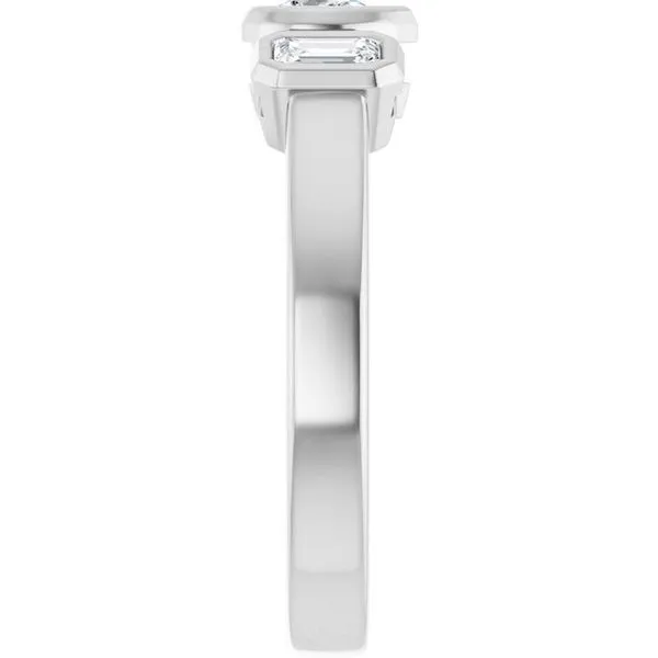 Bezel-Set Three-Stone Engagement Ring Image 4 Paul James Jewelers Angels Camp, CA