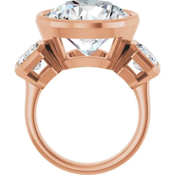 Bezel-Set Three-Stone Engagement Ring Image 2 Hudson Valley Goldsmith New Paltz, NY