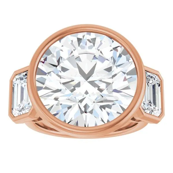 Bezel-Set Three-Stone Engagement Ring Image 3 Hudson Valley Goldsmith New Paltz, NY