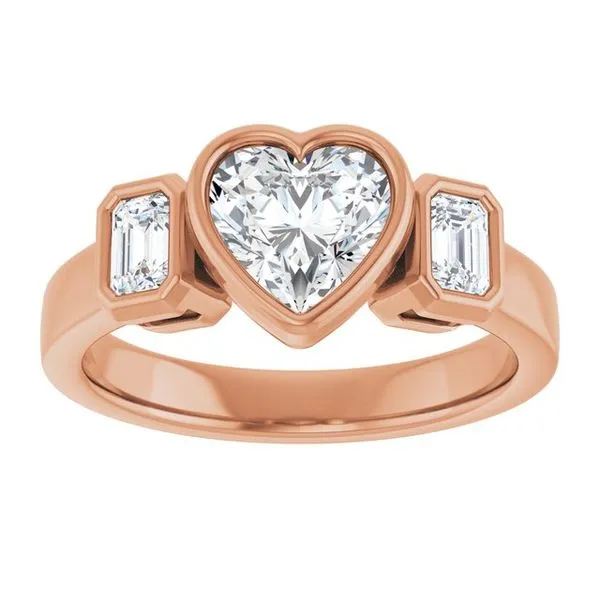 Bezel-Set Three-Stone Engagement Ring Image 3 JF Jones Jewelers Rochester, NY