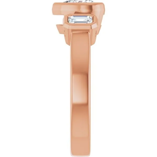 Bezel-Set Three-Stone Engagement Ring Image 4 JF Jones Jewelers Rochester, NY