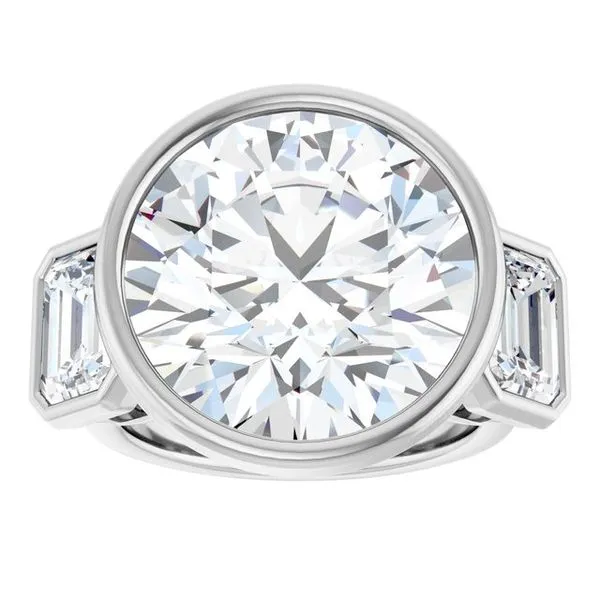 Bezel-Set Three-Stone Engagement Ring Image 3 Hudson Valley Goldsmith New Paltz, NY