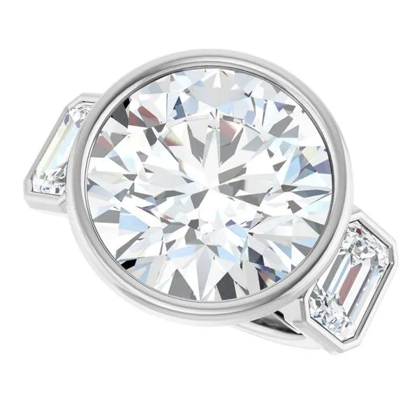 Bezel-Set Three-Stone Engagement Ring Image 5 Hudson Valley Goldsmith New Paltz, NY