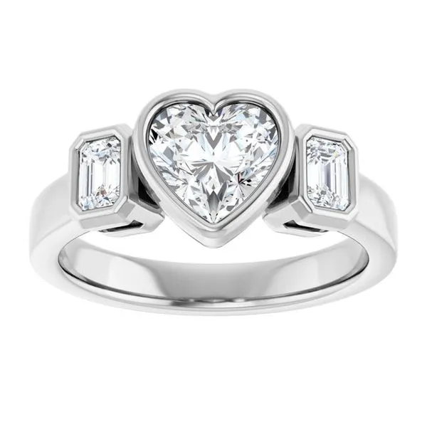 Bezel-Set Three-Stone Engagement Ring Image 3 Ocean View Jewelers Millville, DE