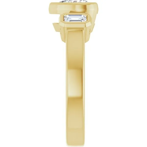 Bezel-Set Three-Stone Engagement Ring Image 4 JF Jones Jewelers Rochester, NY