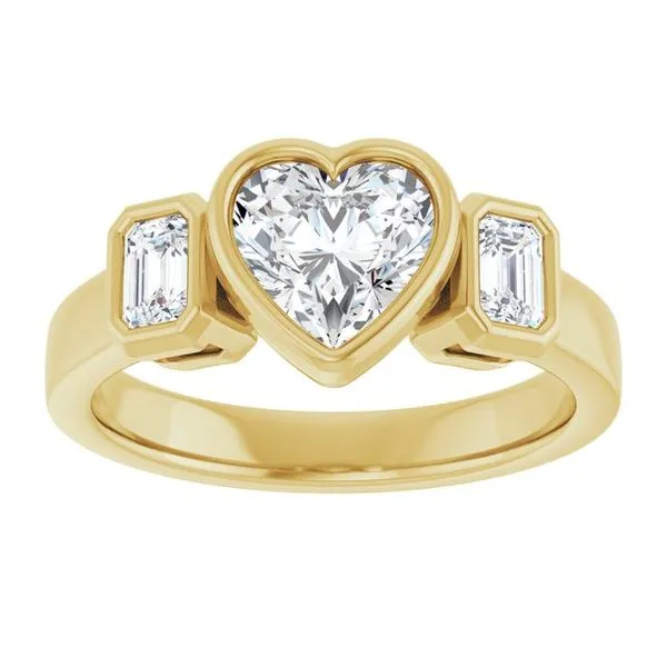 Bezel-Set Three-Stone Engagement Ring Image 3 The Jewelry Source El Segundo, CA