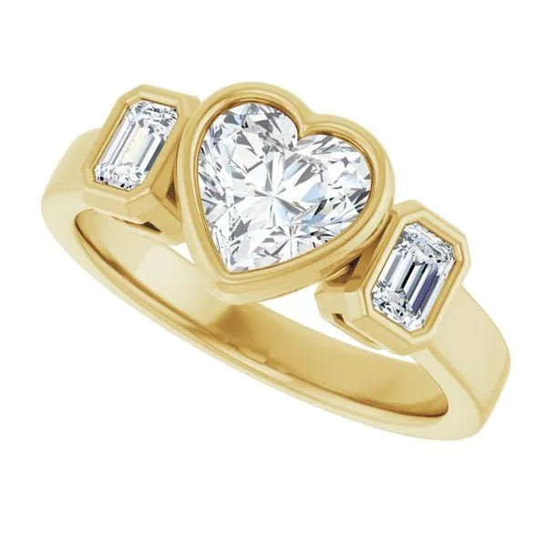 Bezel-Set Three-Stone Engagement Ring Image 5 JF Jones Jewelers Rochester, NY