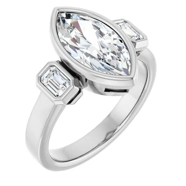Bezel-Set Three-Stone Engagement Ring Mark Jewellers La Crosse, WI