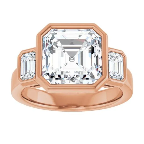 Bezel-Set Three-Stone Engagement Ring Image 3 Vulcan's Forge LLC KANSAS CITY, MO