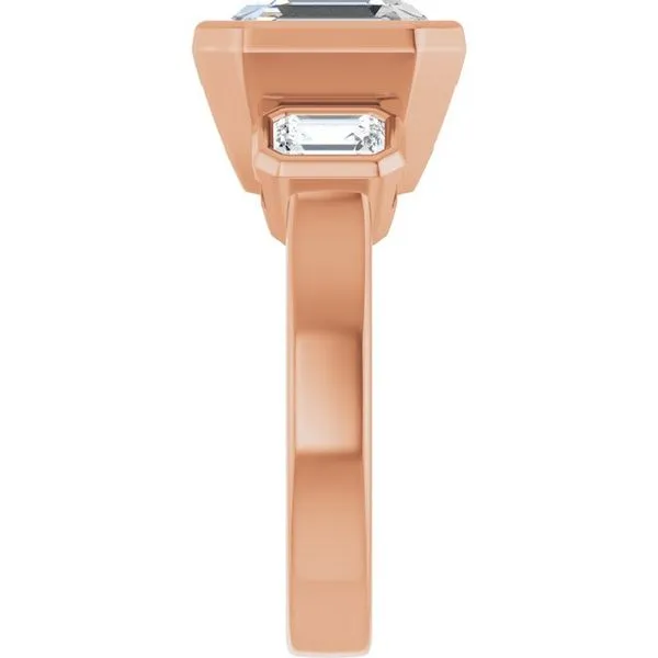 Bezel-Set Three-Stone Engagement Ring Image 4 Michael Szwed Jewelers Longmeadow, MA