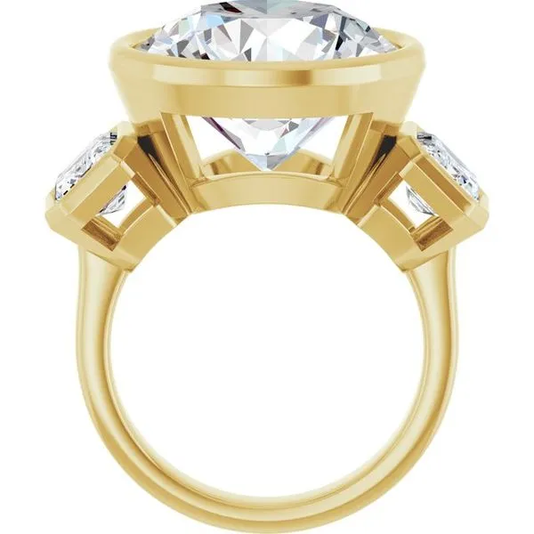 Bezel-Set Three-Stone Engagement Ring Image 2 Vulcan's Forge LLC KANSAS CITY, MO