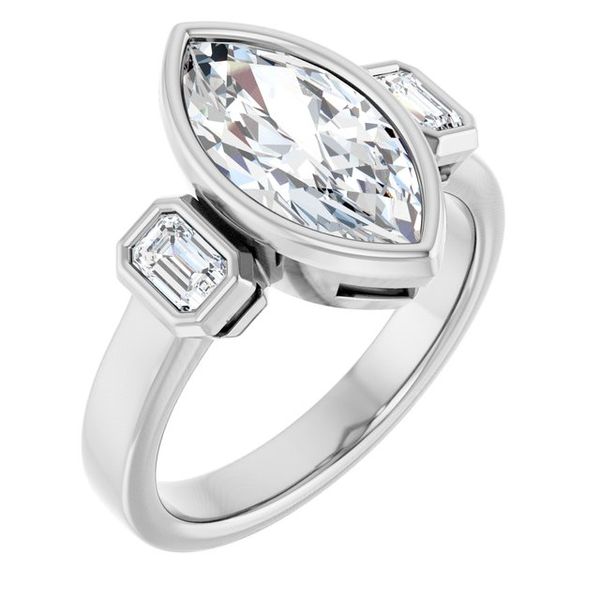 Bezel-Set Three-Stone Engagement Ring