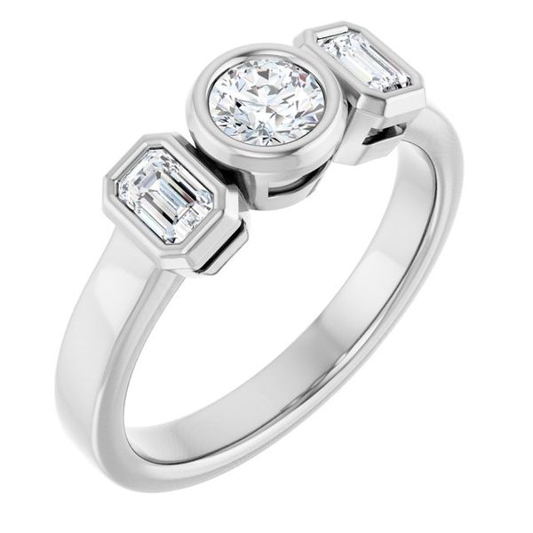 Bezel-Set Three-Stone Engagement Ring