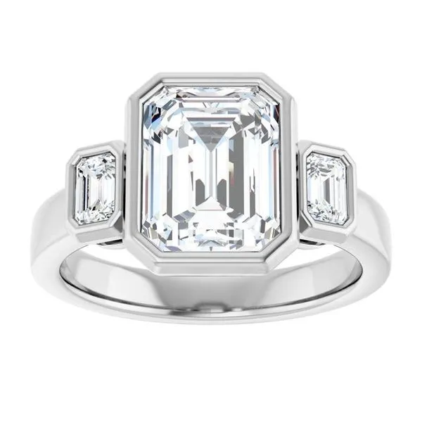 Bezel-Set Three-Stone Engagement Ring Image 3 Don's Jewelry & Design Washington, IA