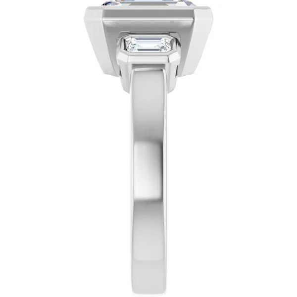 Bezel-Set Three-Stone Engagement Ring Image 4 Shipley's Fine Jewelry Hampstead, MD