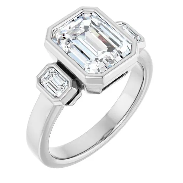 Bezel-Set Three-Stone Engagement Ring