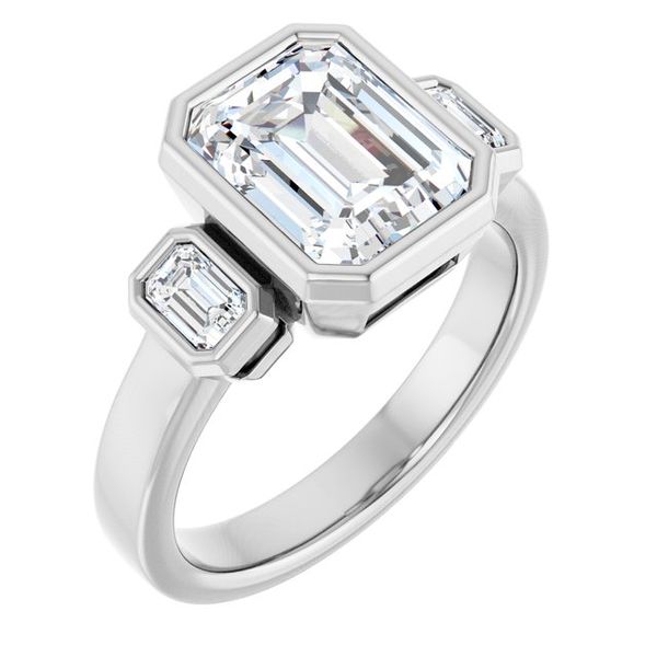 Bezel-Set Three-Stone Engagement Ring