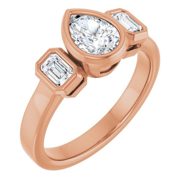 Bezel-Set Three-Stone Engagement Ring