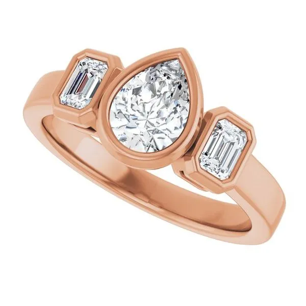 Bezel-Set Three-Stone Engagement Ring Image 5 Natale Jewelers Sewell, NJ