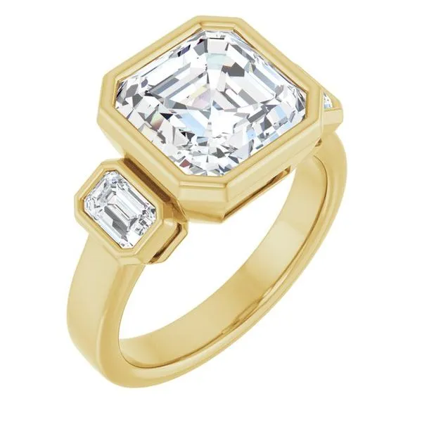 Bezel-Set Three-Stone Engagement Ring
