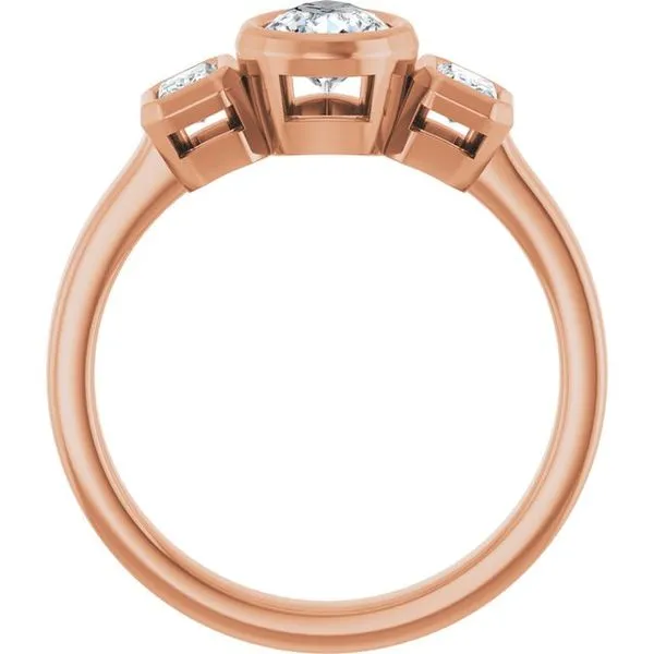 Bezel-Set Three-Stone Engagement Ring Image 2 J. West Jewelers Round Rock, TX