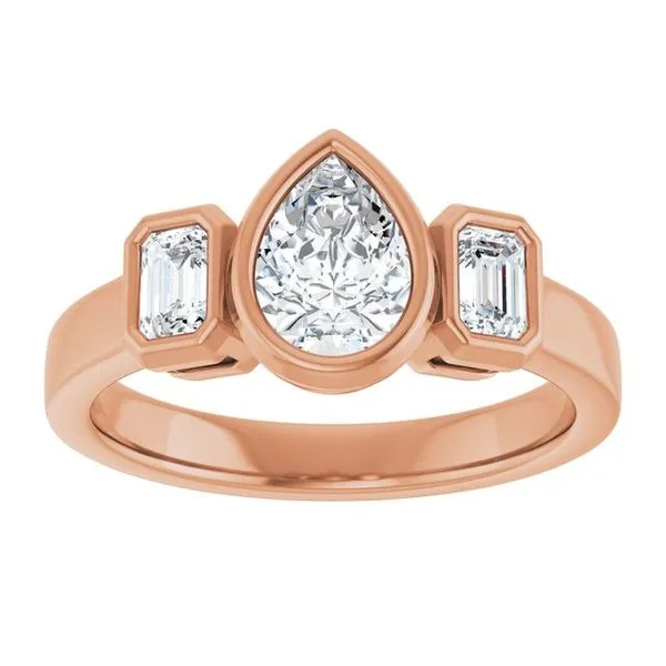 Bezel-Set Three-Stone Engagement Ring Image 3 Hudson Valley Goldsmith New Paltz, NY