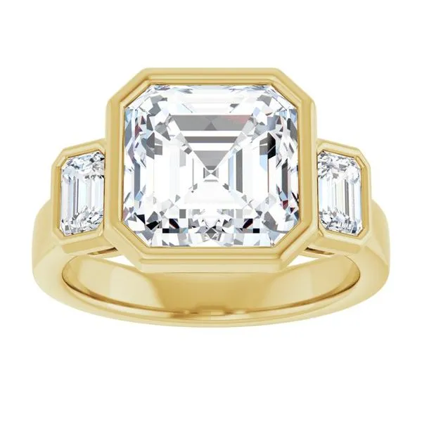 Bezel-Set Three-Stone Engagement Ring Image 3 Paul James Jewelers Angels Camp, CA