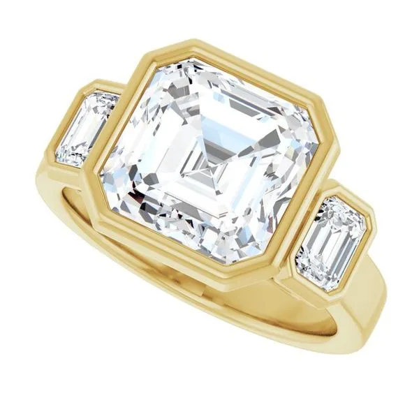 Bezel-Set Three-Stone Engagement Ring Image 5 House of Silva Wooster, OH