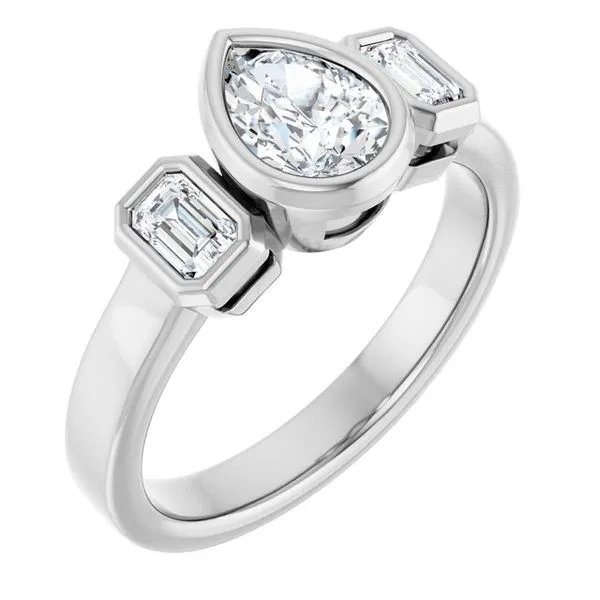 Bezel-Set Three-Stone Engagement Ring Hudson Valley Goldsmith New Paltz, NY