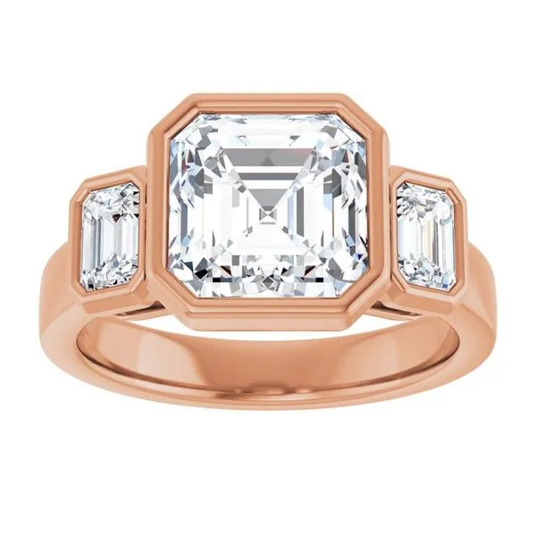 Bezel-Set Three-Stone Engagement Ring Image 3 Natale Jewelers Sewell, NJ
