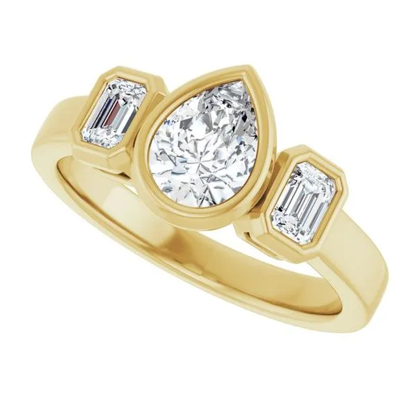 Bezel-Set Three-Stone Engagement Ring Image 5 Michael Szwed Jewelers Longmeadow, MA