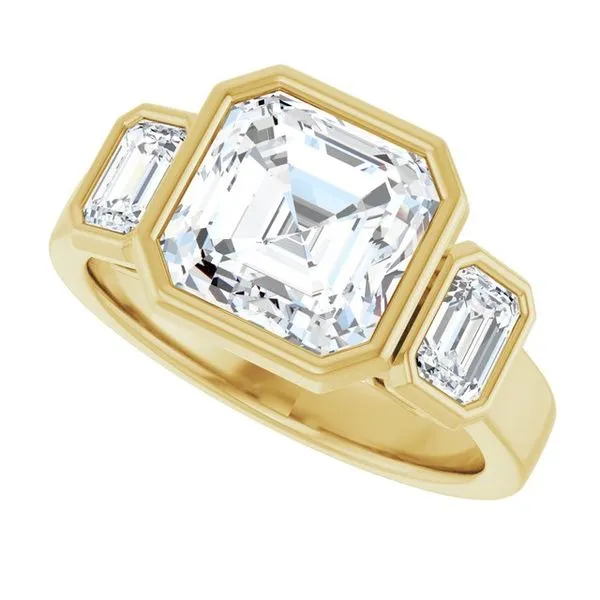 Bezel-Set Three-Stone Engagement Ring Image 5 Don's Jewelry & Design Washington, IA