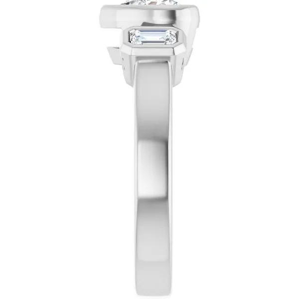 Bezel-Set Three-Stone Engagement Ring Image 4 Natale Jewelers Sewell, NJ