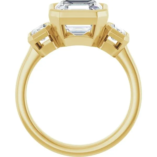 Bezel-Set Three-Stone Engagement Ring Image 2 Hudson Valley Goldsmith New Paltz, NY