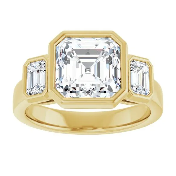 Bezel-Set Three-Stone Engagement Ring Image 3 Raleigh Diamond Fine Jewelry Raleigh, NC