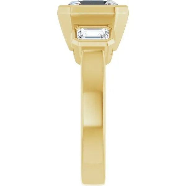 Bezel-Set Three-Stone Engagement Ring Image 4 J. West Jewelers Round Rock, TX