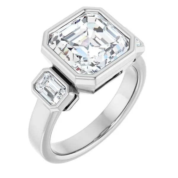 Bezel-Set Three-Stone Engagement Ring J. Thomas Jewelers Rochester Hills, MI