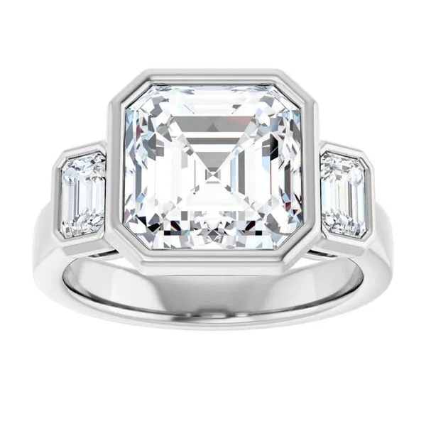Bezel-Set Three-Stone Engagement Ring Image 3 Jimmy Smith Jewelers Decatur, AL