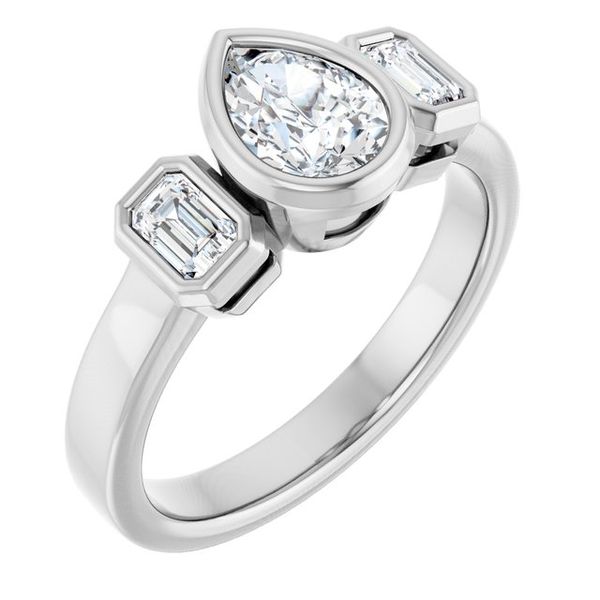 Bezel-Set Three-Stone Engagement Ring