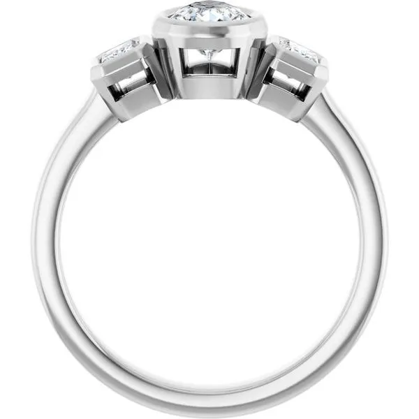 Bezel-Set Three-Stone Engagement Ring Image 2 JF Jones Jewelers Rochester, NY