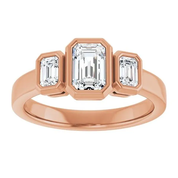 Bezel-Set Three-Stone Engagement Ring Image 3 JF Jones Jewelers Rochester, NY