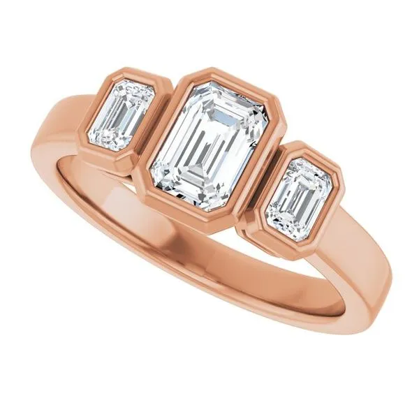 Bezel-Set Three-Stone Engagement Ring Image 5 JF Jones Jewelers Rochester, NY