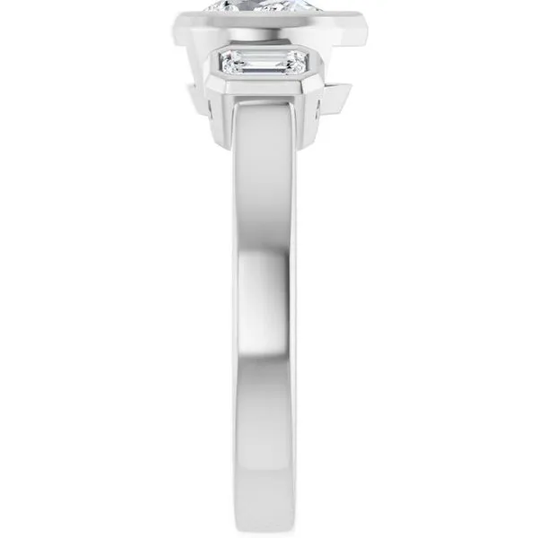 Bezel-Set Three-Stone Engagement Ring Image 4 J. Thomas Jewelers Rochester Hills, MI