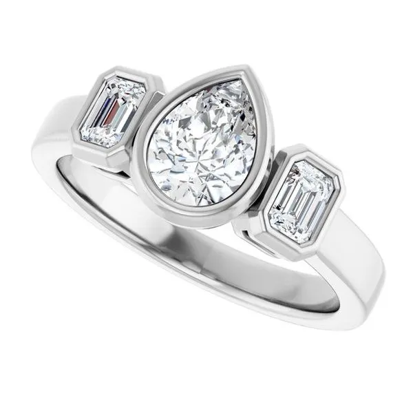 Bezel-Set Three-Stone Engagement Ring Image 5 Paul James Jewelers Angels Camp, CA