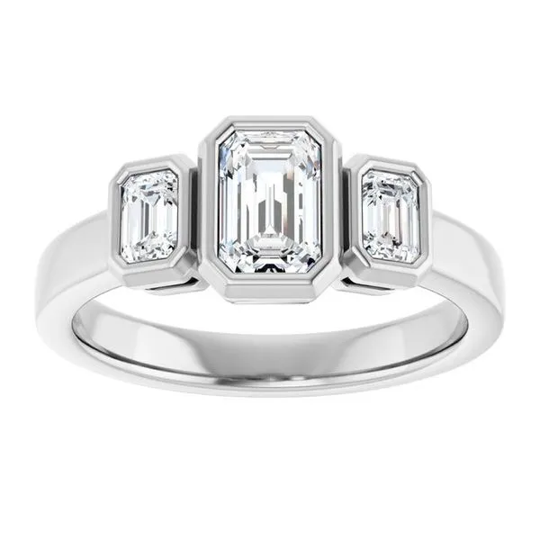 Bezel-Set Three-Stone Engagement Ring Image 3 Vulcan's Forge LLC KANSAS CITY, MO