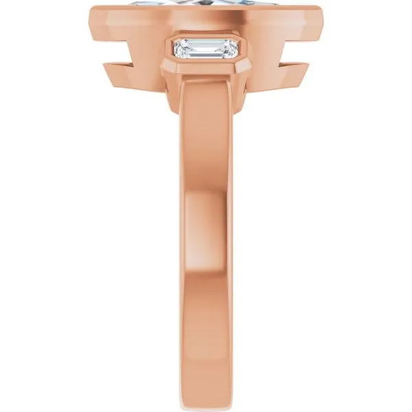 Bezel-Set Three-Stone Engagement Ring Image 4 J. Thomas Jewelers Rochester Hills, MI