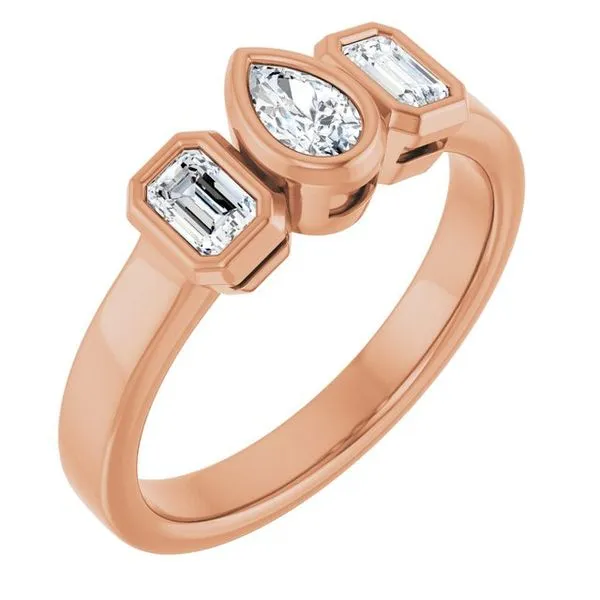 Bezel-Set Three-Stone Engagement Ring