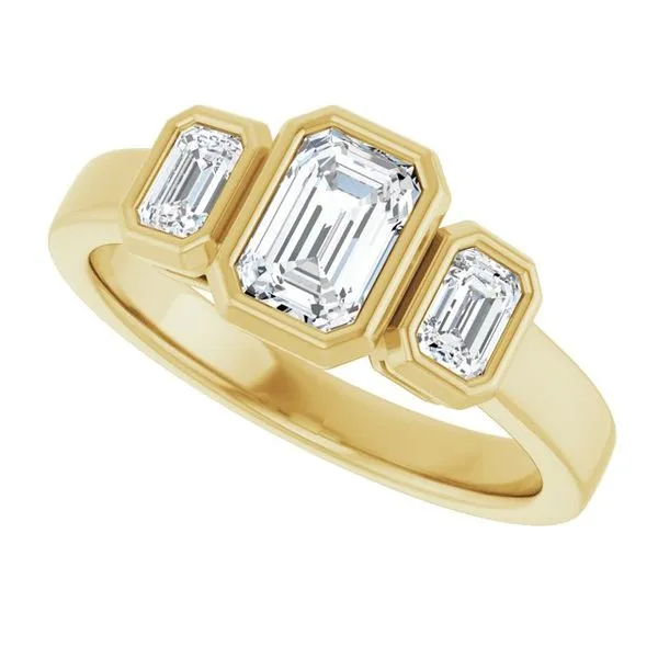Bezel-Set Three-Stone Engagement Ring Image 5 Hudson Valley Goldsmith New Paltz, NY